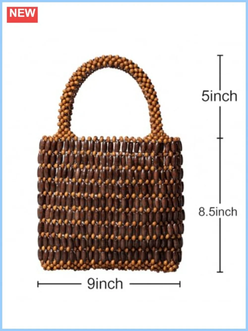 Small Wooden Bead Woven Handbag Clutch Purse Women Retro Tote